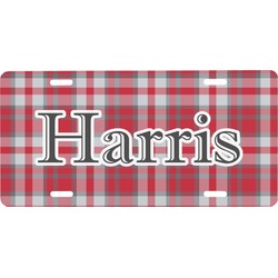 Red & Gray Plaid Front License Plate (Personalized)