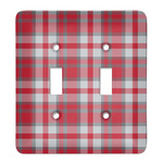 Red & Gray Plaid Light Switch Cover (2 Toggle Plate)