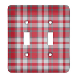 Red & Gray Plaid Light Switch Cover (2 Toggle Plate)