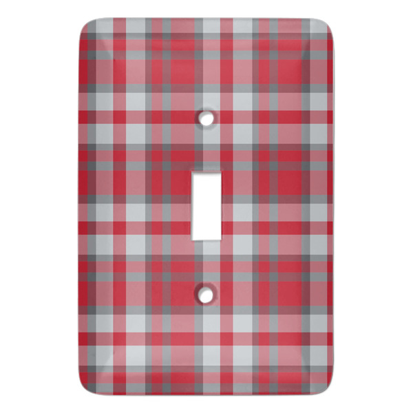 Custom Red & Gray Plaid Light Switch Cover (Single Toggle)