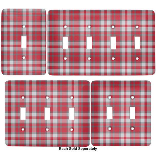 Red & Gray Plaid Light Switch Covers all sizes