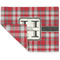 Red & Gray Plaid Linen Placemat - Folded Corner (double side)