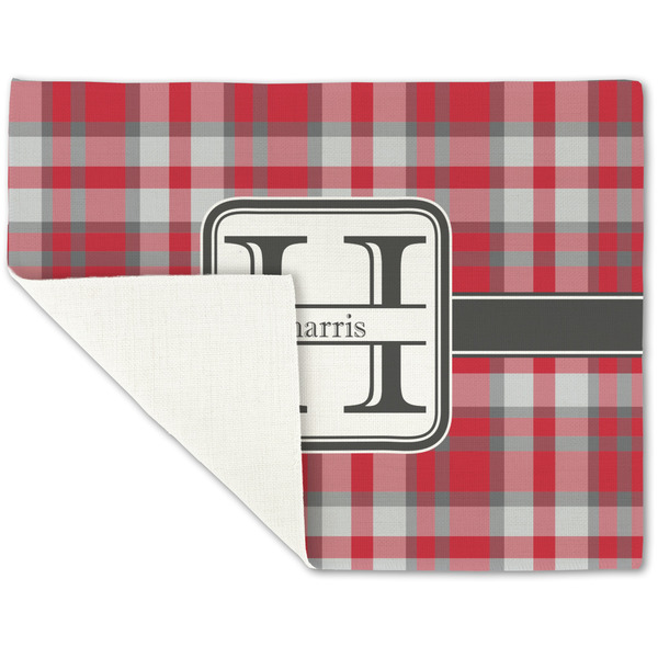 Red & Gray Plaid Linen Placemat - Folded Corner (single side)