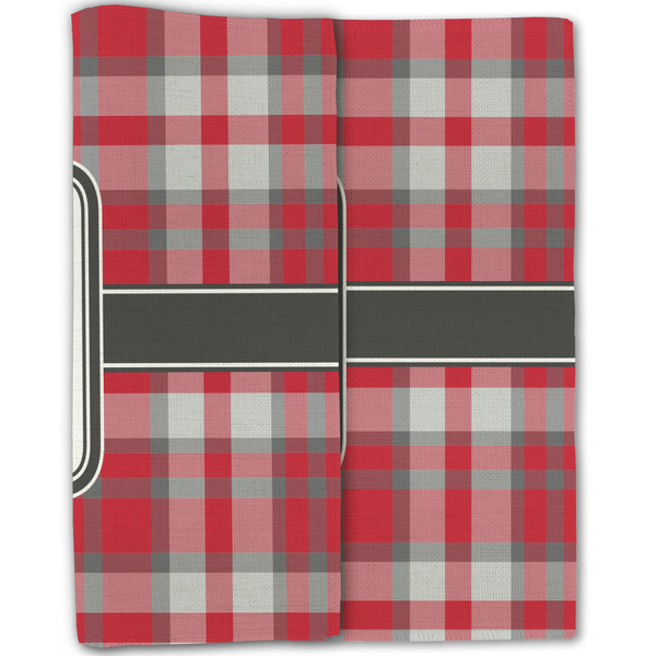 Red & Gray Plaid Linen Placemat - Folded Half (double sided)