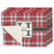 Red & Gray Plaid Single-Sided Linen Placemat - Set of 4 w/ Name and Initial
