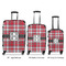 Red & Gray Plaid Luggage Bags all sizes - With Handle