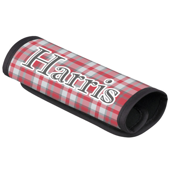 Custom Red & Gray Plaid Luggage Handle Cover (Personalized)