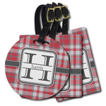 Red & Gray Plaid Plastic Luggage Tag (Personalized)