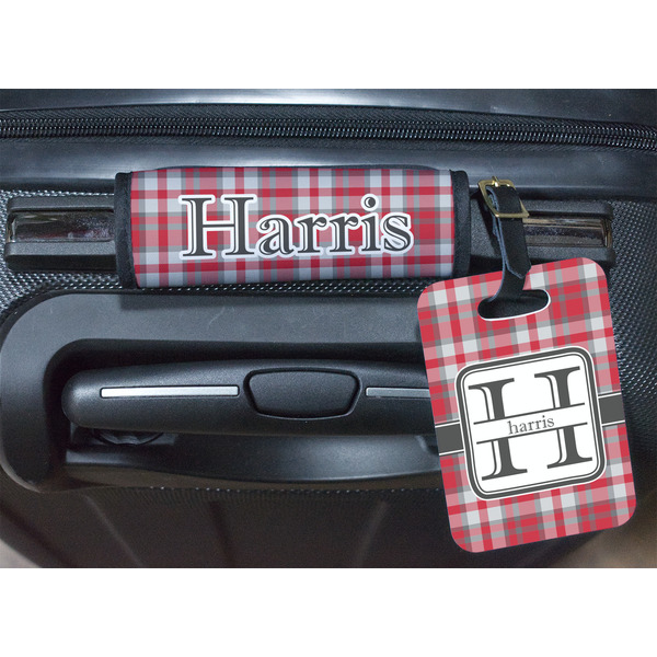 Red & Gray Plaid Luggage Wrap & Tag