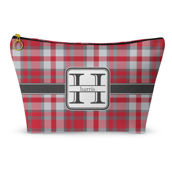 Custom Red & Gray Plaid Makeup Bag - Large - 12.5"x7" (Personalized)