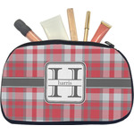 Red & Gray Plaid Makeup / Cosmetic Bag - Medium (Personalized)