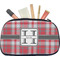 Red & Gray Plaid Makeup / Cosmetic Bag - Medium (Personalized)
