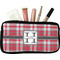 Red & Gray Plaid Makeup / Cosmetic Bag - Small (Personalized)