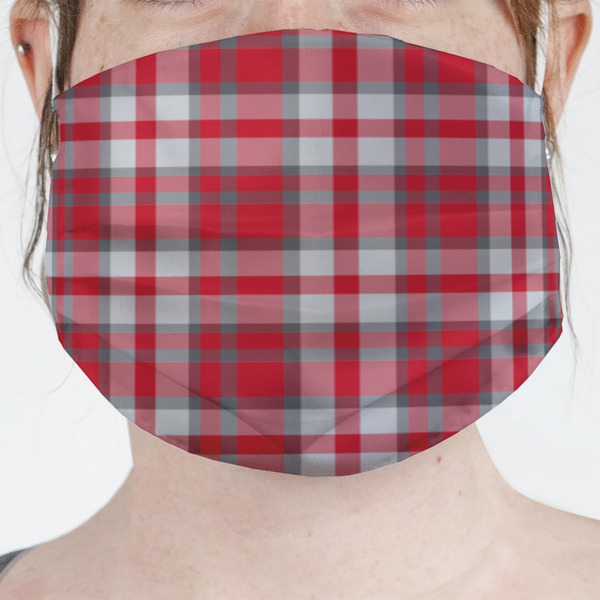 Custom Red & Gray Plaid Face Mask Cover