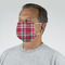 Red & Gray Plaid Mask - Quarter View on Guy