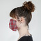Red & Gray Plaid Mask - Side View on Girl