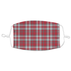Red & Gray Plaid Adult Cloth Face Mask - XLarge