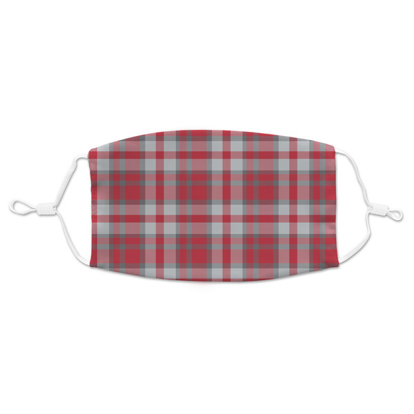 Custom Red & Gray Plaid Adult Cloth Face Mask - Standard