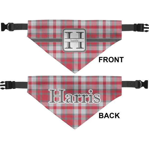 Red & Gray Plaid Medium Dog Bandana Approval