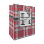 Red & Gray Plaid Medium Gift Bag (Personalized)