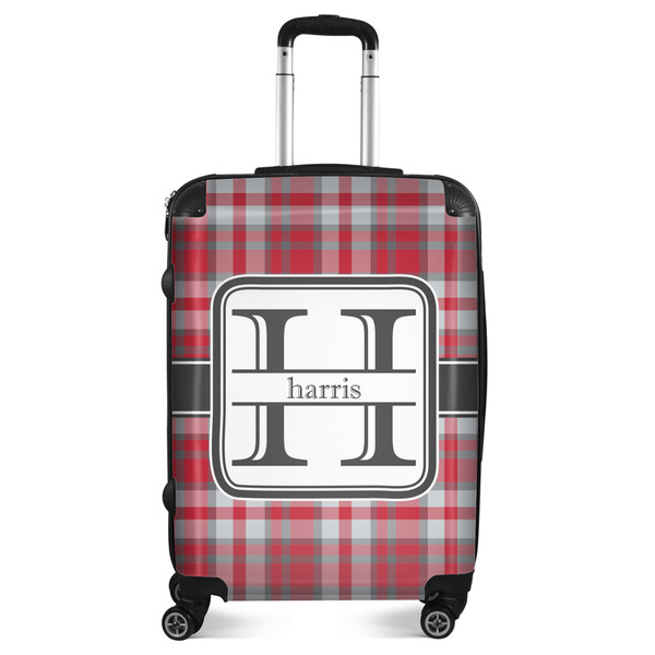 Custom Red & Gray Plaid Suitcase - 24" Medium - Checked (Personalized)