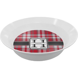 Red & Gray Plaid Melamine Bowl (Personalized)