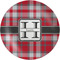Red & Gray Plaid Melamine Plate 8 inches