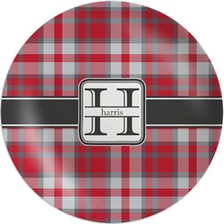 Red & Gray Plaid Melamine Plate (Personalized)