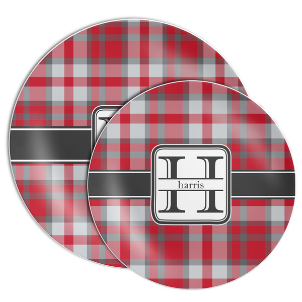 Red & Gray Plaid Melamine Plates - PARENT/MAIN