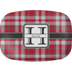 Red & Gray Plaid Melamine Platter (Personalized)