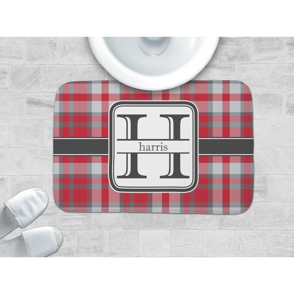 Red & Gray Plaid Memory Foam Bath Mat - LIFESTYLE 34x21