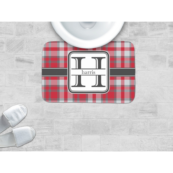 Red & Gray Plaid Memory Foam Bath Mat - LIFESTYLE
