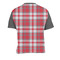 Red & Gray Plaid Men's Crew Neck T Shirt Medium - Back
