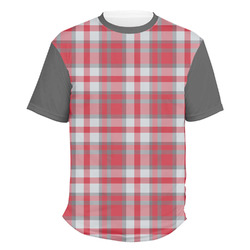 Red & Gray Plaid Men's Crew T-Shirt (Personalized)