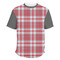 Red & Gray Plaid Men's Crew Neck T Shirt Medium - Main