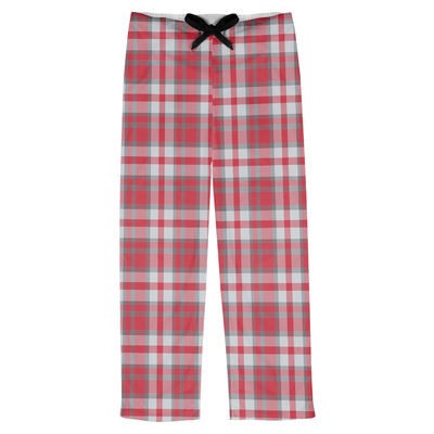 Red & Gray Plaid Mens Pajama Pants (Personalized)