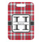 Red & Gray Plaid Metal Luggage Tag - Front Without Strap
