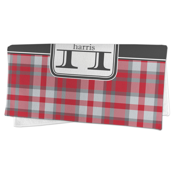 Red & Gray Plaid Microfiber Dish Rag - FOLDED (half)