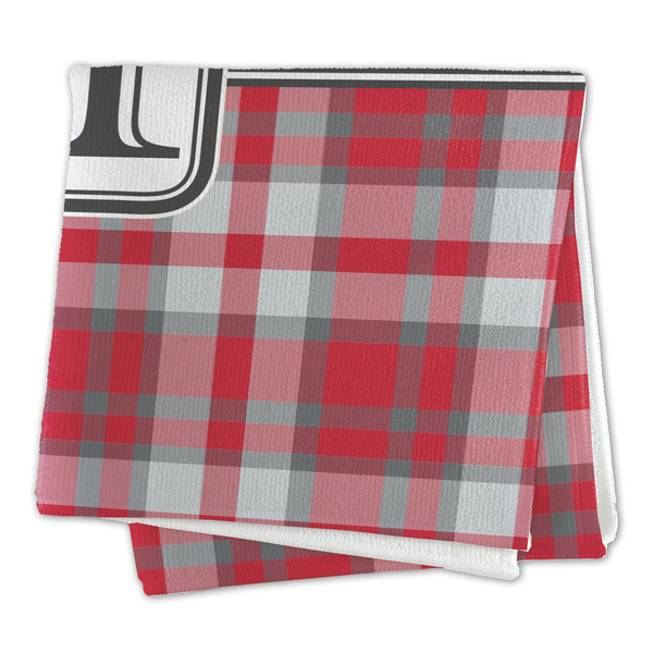 Red & Gray Plaid Microfiber Dish Rag - FOLDED (square)