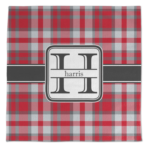 Custom Red & Gray Plaid Microfiber Dish Towel (Personalized)