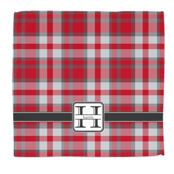 Custom Red & Gray Plaid Microfiber Dish Rag (Personalized)