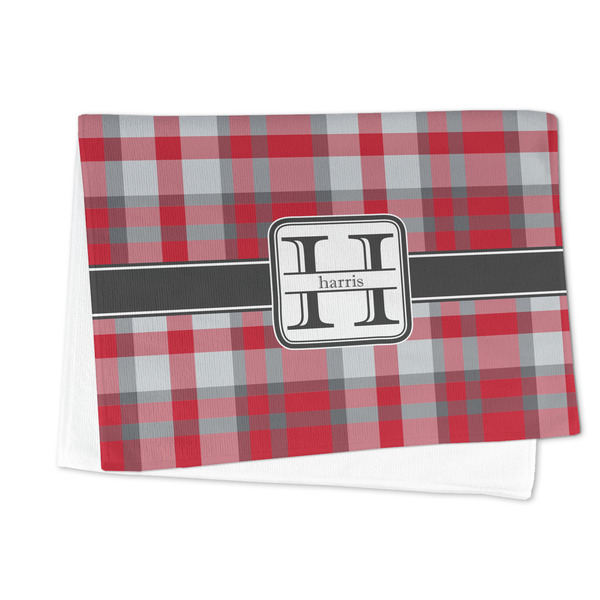 Red & Gray Plaid Microfiber Dish Towel - FOLDED HALF