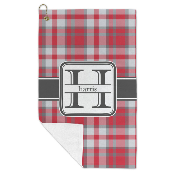 Red & Gray Plaid Microfiber Golf Towels - FOLD