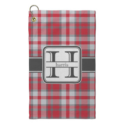Red & Gray Plaid Microfiber Golf Towel - Small (Personalized)