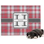 Red & Gray Plaid Dog Blanket - Regular (Personalized)