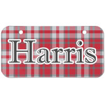 Red & Gray Plaid Mini/Bicycle License Plate (2 Holes) (Personalized)