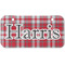 Red & Gray Plaid Mini/Bicycle License Plate (2 Holes) (Personalized)
