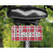 Red & Gray Plaid Mini License Plate on Bicycle - LIFESTYLE Two holes