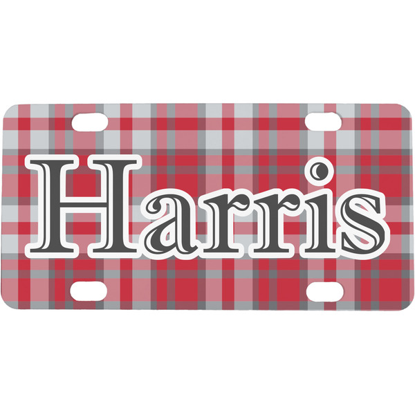 Custom Red & Gray Plaid Mini/Bicycle License Plate (Personalized)