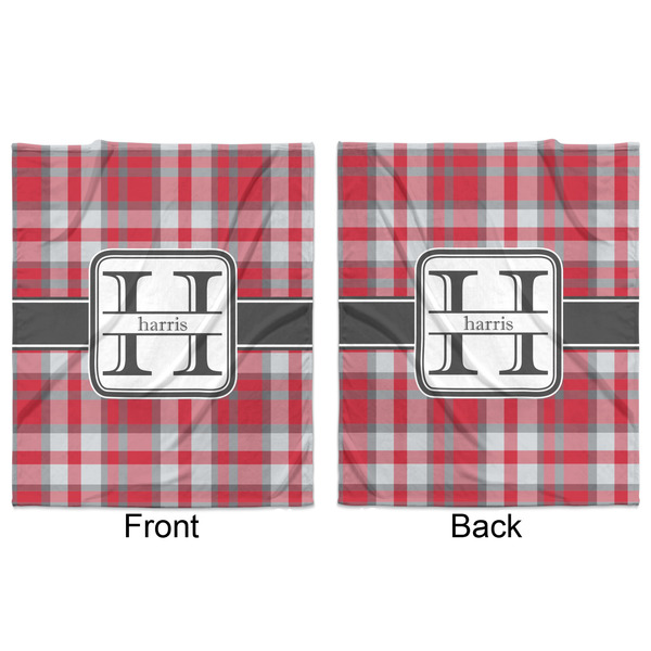 Red & Gray Plaid Minky Blanket - 50"x60" - Double Sided - Front & Back